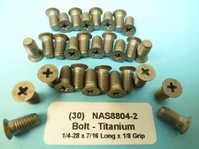(30) 1/4-28 x 7/16 Titanium Flush Screw NAS8804-2 Aircraft Aerospace Race Sprint