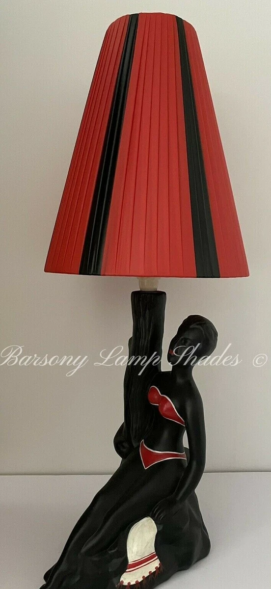 PLASTIC RIBBON RED BLACK LAMPSHADE for LARGE TALL BARSONY LADY LAMP