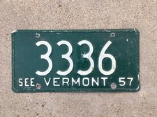 1957 - VERMONT - LICENSE PLATE