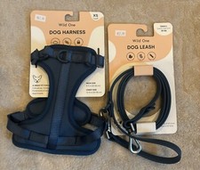 Wild One Bundle Small Dog Leash  XS Extra Small Harness Yorkies Navy Blue New