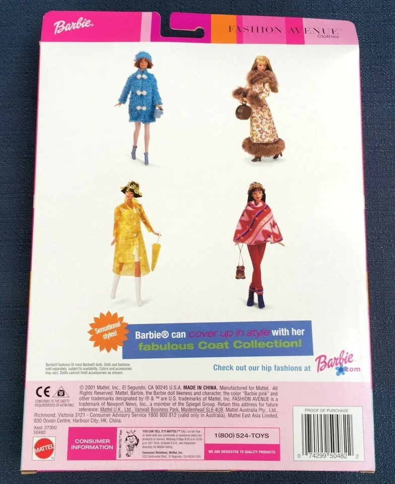 Barbie Fashion Avenue 2001 Colección Abrigo Largo Marrón Piel Falsa, Botas y Bolso Foto 3 de 4