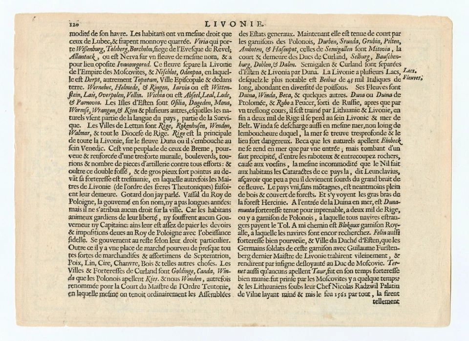 Antique Map "Livonia Petrus Kaerius Caelavit" (Estonia-Latvia) V. Den Keere,1630 - Image 3 of 3