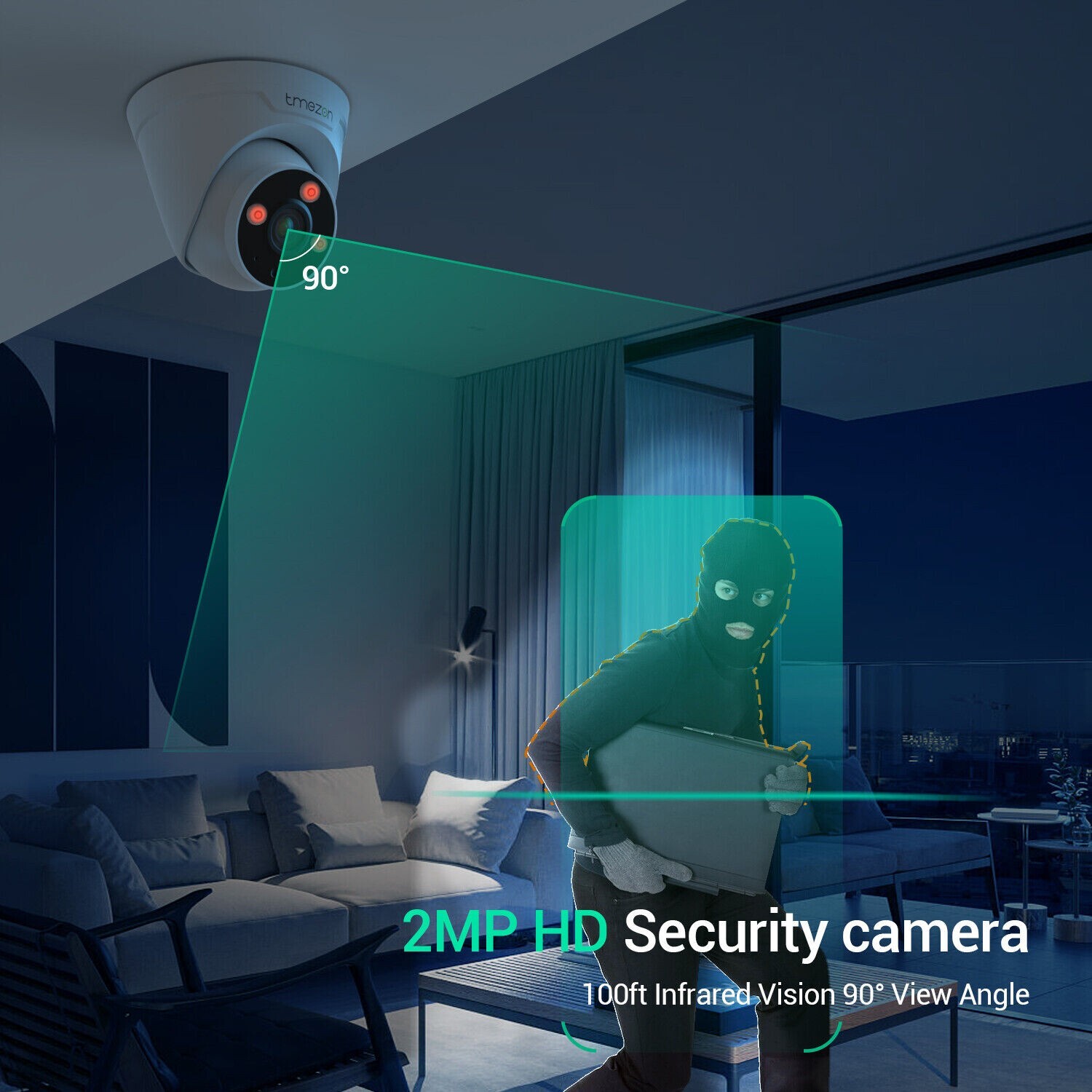 TMEZON 2MP Security Surveillance Dome Camera 4in1 CCTV Outdoor Night Vision