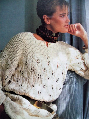 Ladies Lacy Leaf Sweater Jumper 