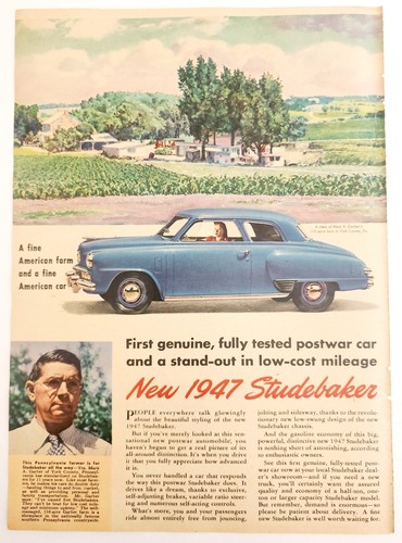 1947 Studebaker Classic Car Landscape Advertisement Automobilia Farm DWNN21 - Picture 2 of 2