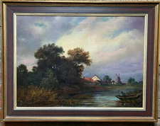 Friedrich Perlberg 1848 -1921 Romantics Fishermen Shore Evening Mood Frame Oil