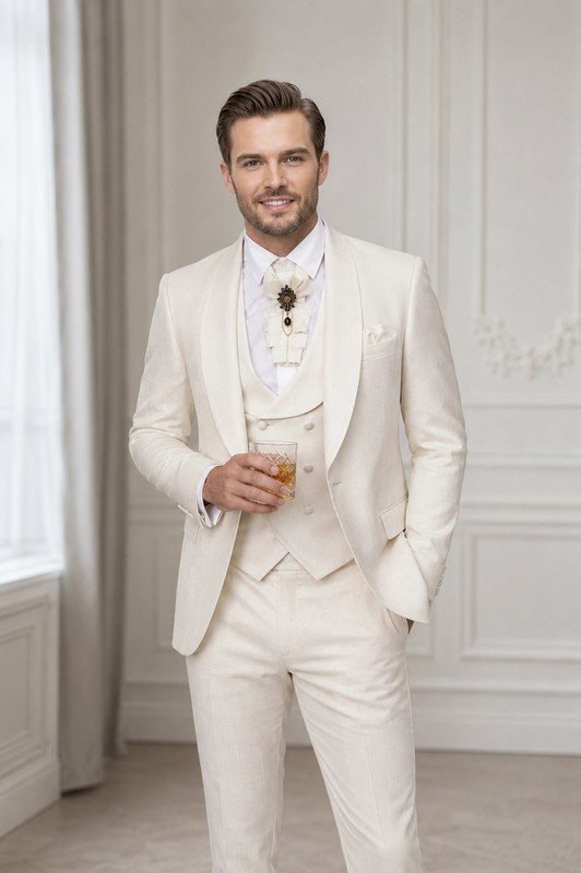 Ivory/Cream Mens Suit. Size 46 Regular. Pants 38×32 Kent & Park