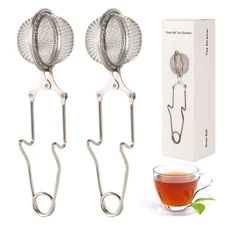 Snap Ball Tea Strainer, 2 Pack Stainless Steel Tea Infuser Filter with Handle...