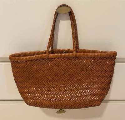 Dragon Diffusion Leather Mesh Tote bag Handbag Brown Excellent