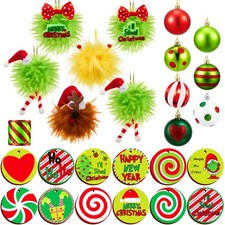 37 Pcs 1.57 Inch Whimsical Christmas Tree Ornaments Balls Lime Green Bendable...