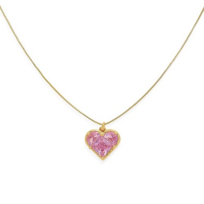 Sonateomber Pink Heart Pendant Necklace for Women Gold Dainty Chain Cute Red ...