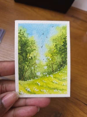 ACEO watercolor painting. Original Landscape