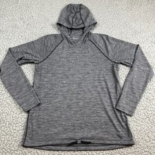 Under Armour Threadborne Hooded Shirt Mens Large Gray Heat Gear Loose Fit