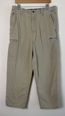 VTG Y2K Abercrombie & Fitch Men s Tan Utility Khaki Cargo Pants Zip Pockets 34R