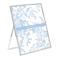 Laura Ashley 8x10 Silver Flat Metal Picture Frame Vertical with Pull-Out Easel