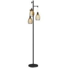 HOMCOM Industrial 3-Light Floor Lamp Dimmable LED Standing Lamp, Black