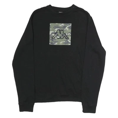 KAPPA Sweat À Col Rond En Coton Noir Pour Homme Avec Logo Camouflage Taille L - Photo 1/4
