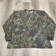 Vintage Russell Athletic Camo Shirt Adult 2XL XXL Camouflage Long Sleeve Tee 90s