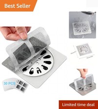 30 Pack Disposable Shower Drain Hair Catcher Stickers 4"x4" Strong Adhesive M...