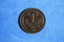 1896 Austria 1 Heller Bronze Coin #M23628