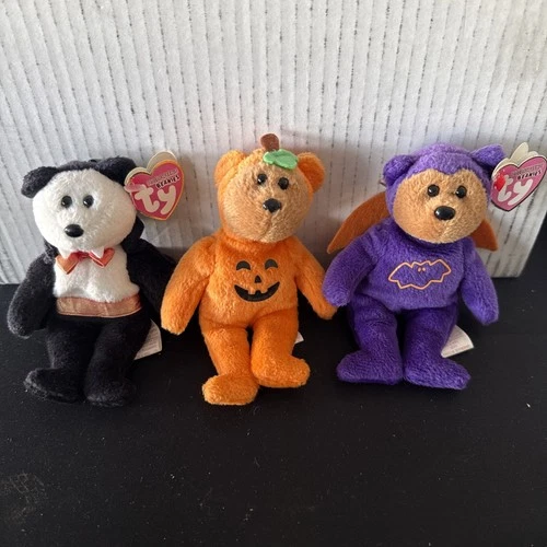 Vintage Halloweenie Beanies Van Pyre, Eeks, Treatsies
