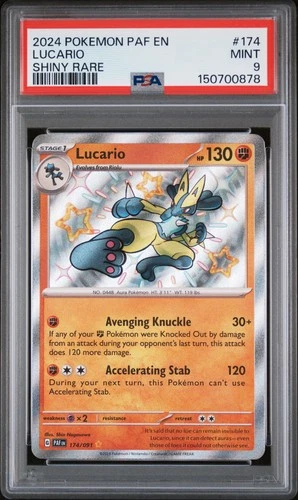 2024 POKEMON PAF EN-PALDEAN FATES SHINY RARE #174 LUCARIO PSA 9