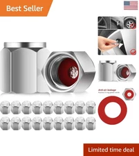 20-Piece Hexagonal Aluminum Tire Valve Caps with Rubber Seal - Universal Fit