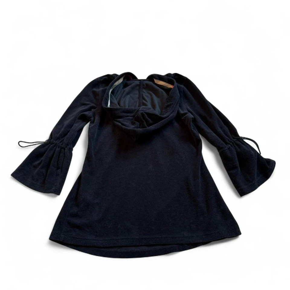 Sudadera con Capucha Burberry Vintage Azul Marino Terciopelo Media Cremallera Manga Cuarto Pequeña Cuadros Foto 3 de 4