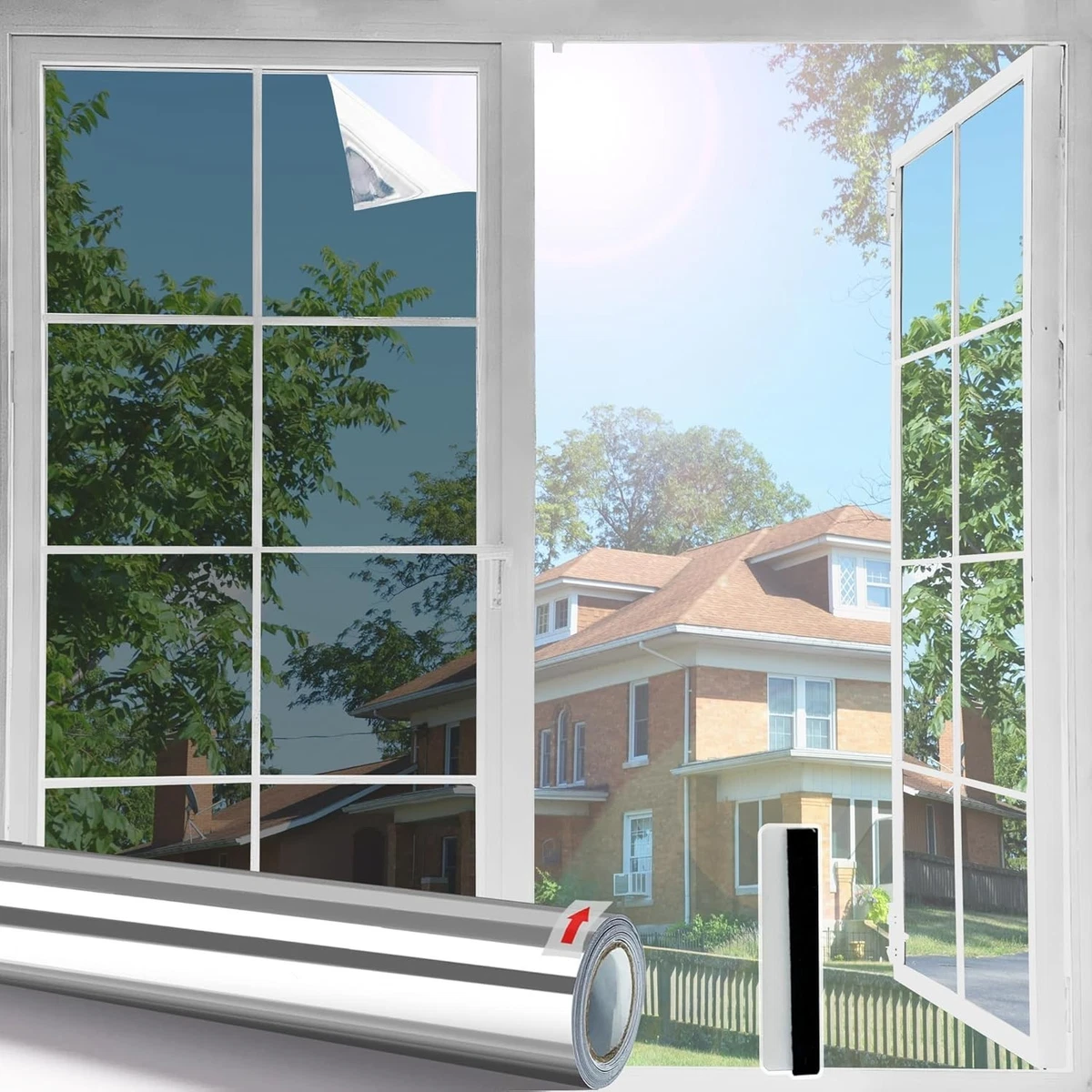 Película para ventana unidireccional 75x200 cm película para ventana película de privacidad para ventanas de vidrio reflujo solar