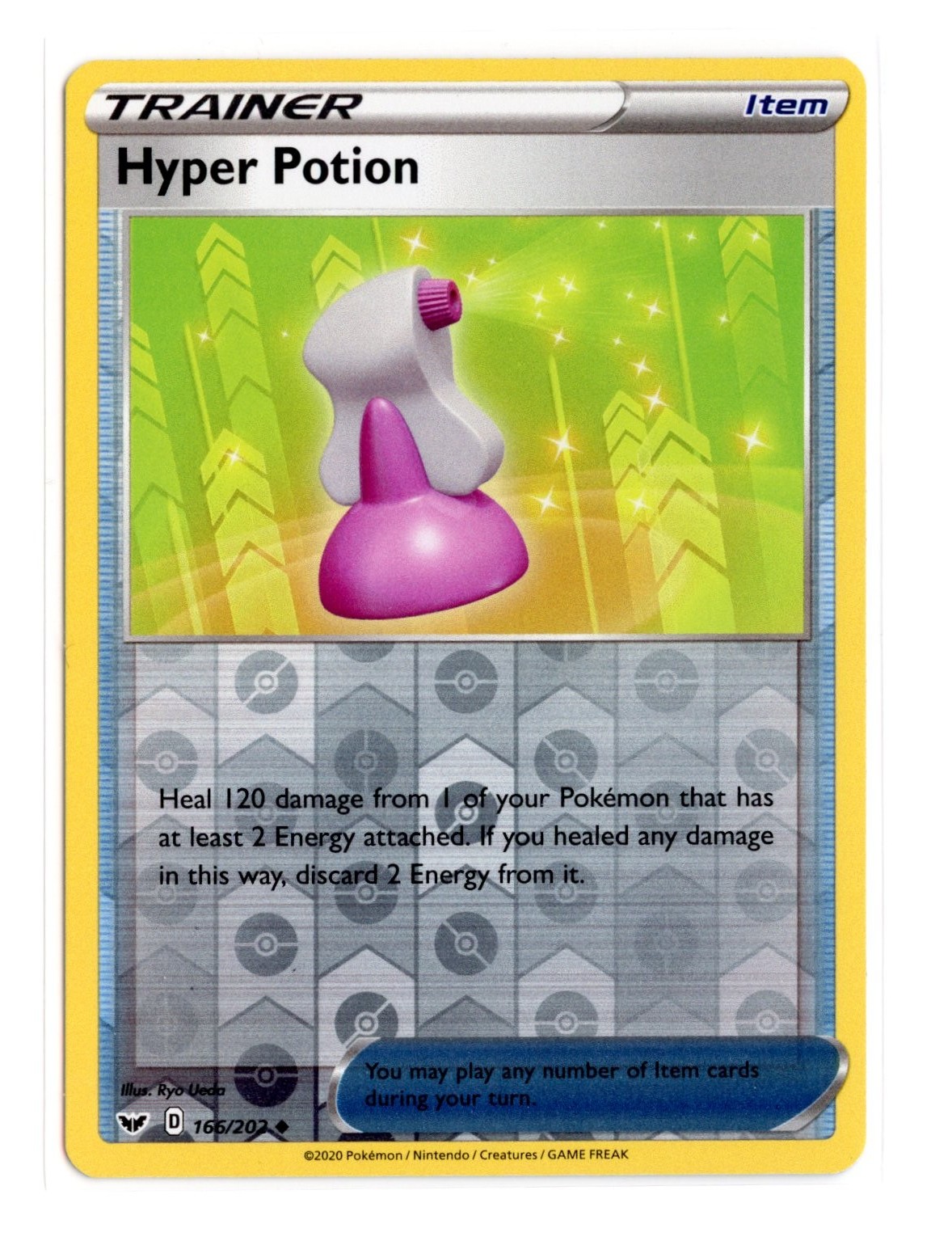 Hyper Potion 166/202 Uncommon Reverse Holo Sword & Shield Base Set Pokemon NM