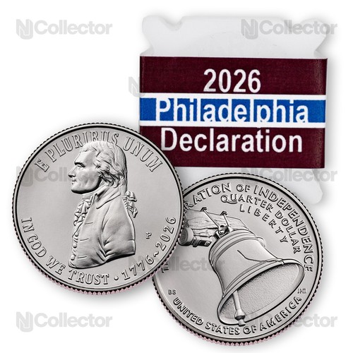 2026 P Declaration of Independence Quarter America 250 Unc Roll 40 Coins