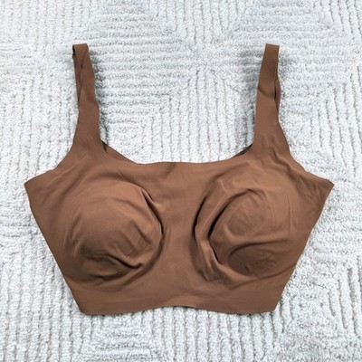 SKIMS Fits Everybody Scoop Neck Bra Womens L-DD Brown Seamless Stretch Comfort