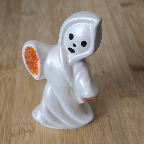 Statuina fantasma perlato vintage anni 60 Halloween gesso 5” vetro schiacciato - Foto 13 di 16