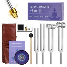 Tuning Forks for Healing Set 128Hz,136.1Hz,256Hz,384Hz, Sound Healing Instrum...