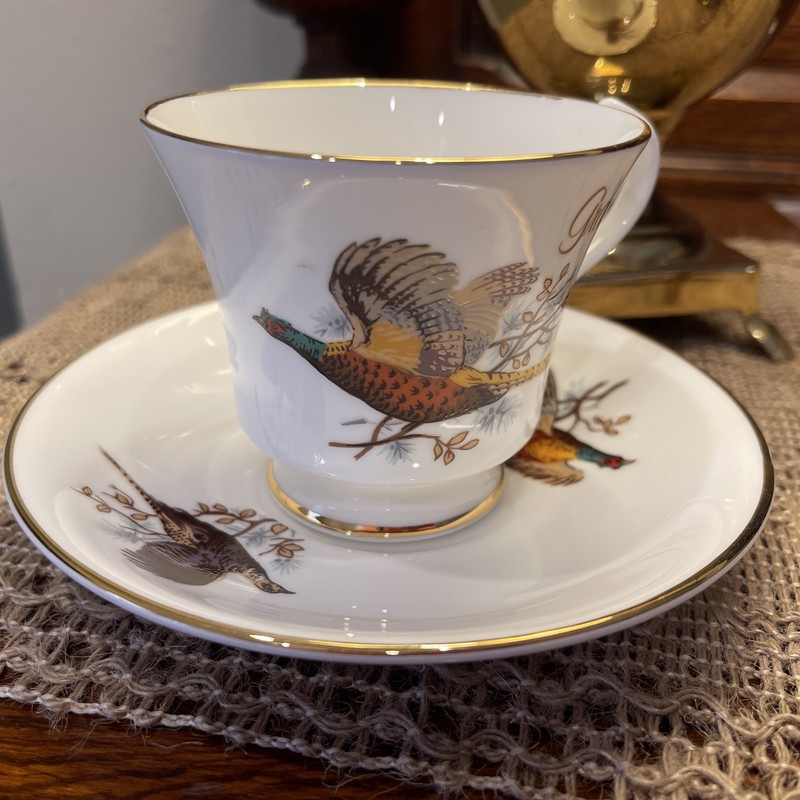 Vintage English Bone China Pheasant “Grandad” Cup And Saucer