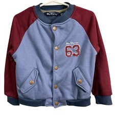 Ben Sherman Kids Varsity Jacket Blue Burgundy 63 Logo Snap Front Size 4T