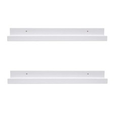 White Floating Shelves Wall Mounted Set of 2, 24 Inch Picture Ledge Shelf for St