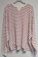 American Eagle This Feels Seriously Lived In Oversized Red Stripe Waffle Top M