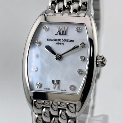 Frederique Constant Art Deco Shell Quartz Watch Silver Stainless Steel /Used