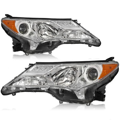 For 2013-2015 Toyota RAV4 RAV-4 Chrome Headlights Assembly Headlamps Pair