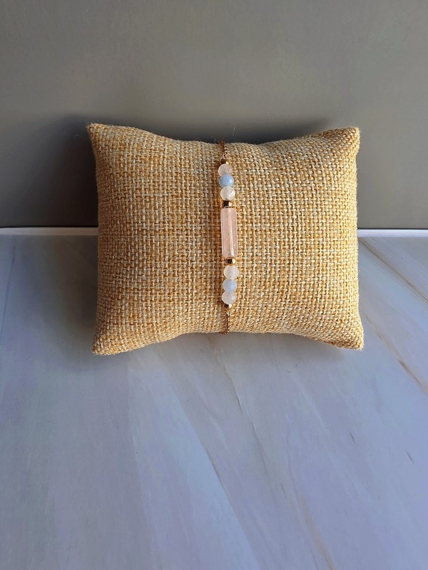 Fertility Bracelet With Aquamarine, Moonstone, Rose Quartz 14k Gold 925 Silver - Product main view