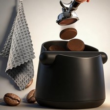 Espresso Knock Box With Barista Towels Removable Bar NonSlip Base Black