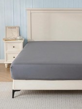 Queen Fitted Sheet 16 Inch Deep Pocket Soft Microfiber Dark Grey Bed Sheet
