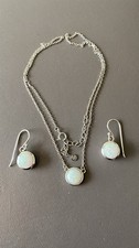 925 White Opal Necklace & Earring Set