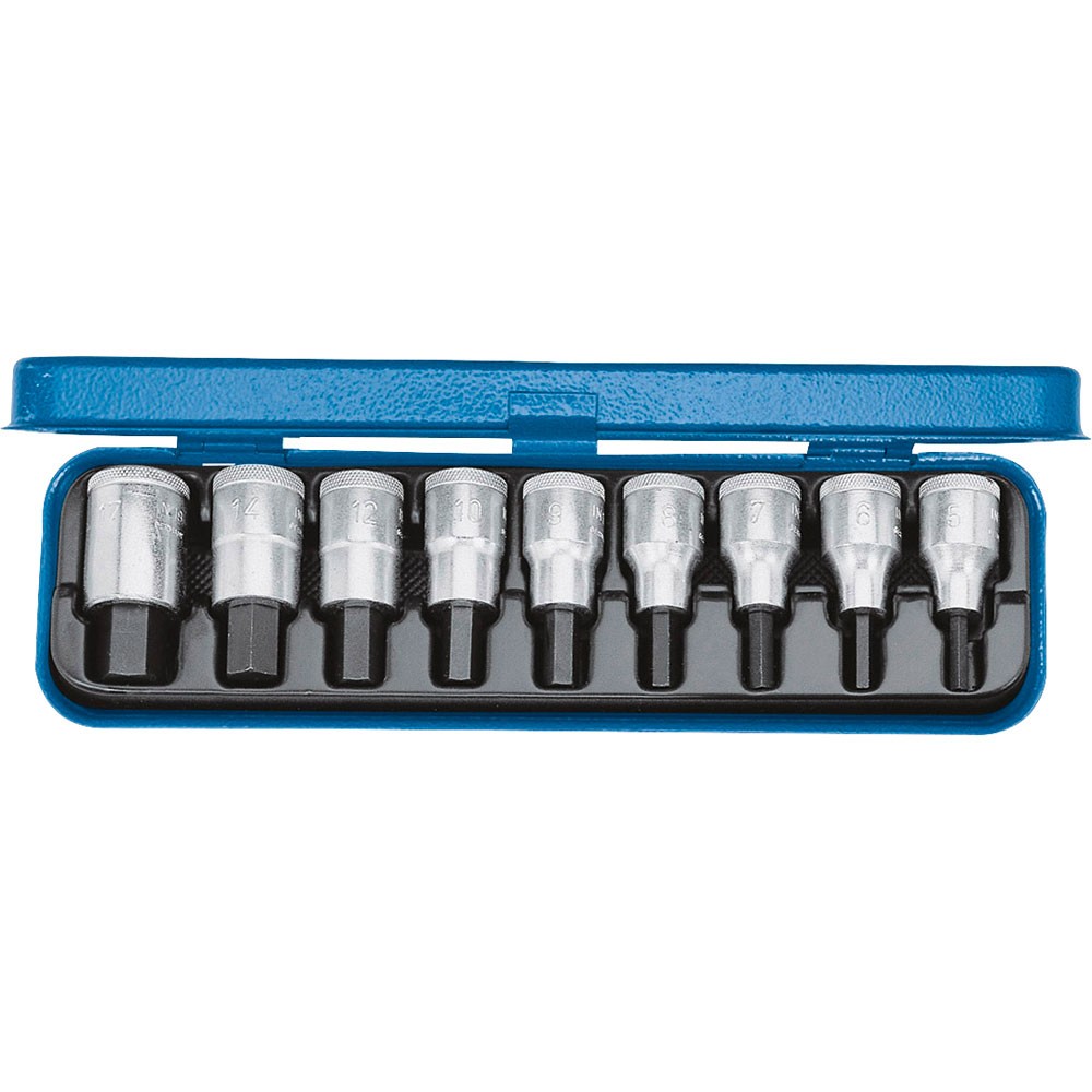 Gedore IN 19 PM Screwdriver Bit Socket Set 1/2"" 9 pcs In-Hex 5-17 mm