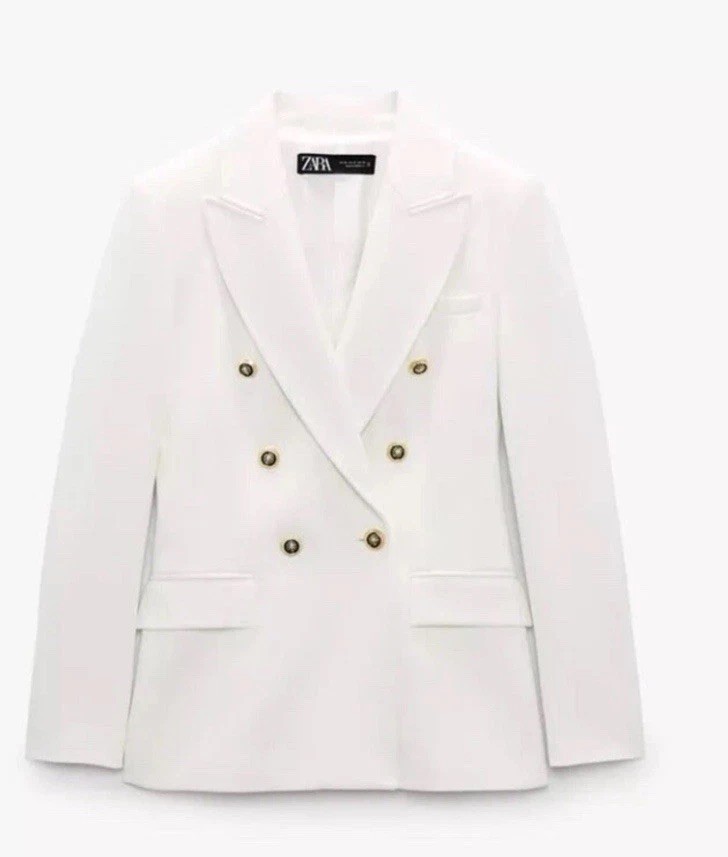 ZARA TAILORED DOUBLE-BREASTED BLAZER OYSTER WHITE SS24 SIZES M REF. 7792/293 image 7