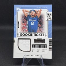 2021-22 Panini Contenders ZAIRE WILLIAMS Rookie Ticket Swatch Grizzlies RTS-ZWI