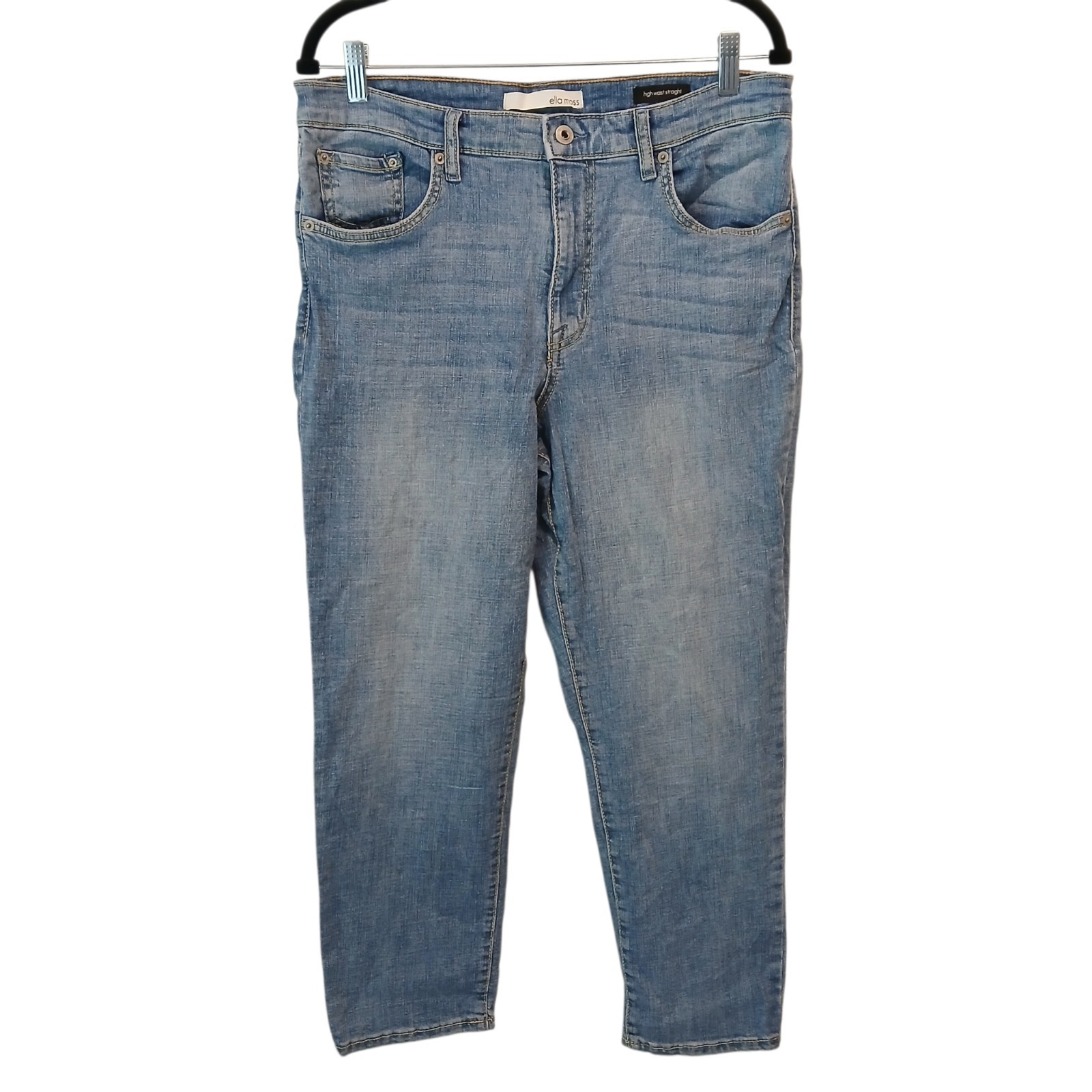 Ella Moss High Waist Straight Crop Women's Size 12 Light  Wash Blue Denim Jeans