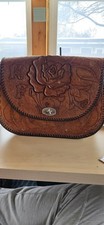 Hand Tooled Vintage Genuine Leather Shoulder Bag With Matching Change Purse