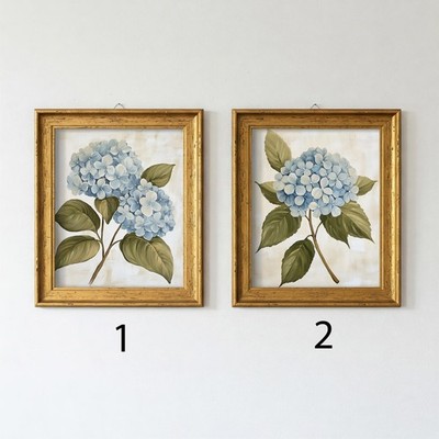 Blue Hydrangea Prints Set, Printable Botanical Wall Art, Grandmilliennial Style
